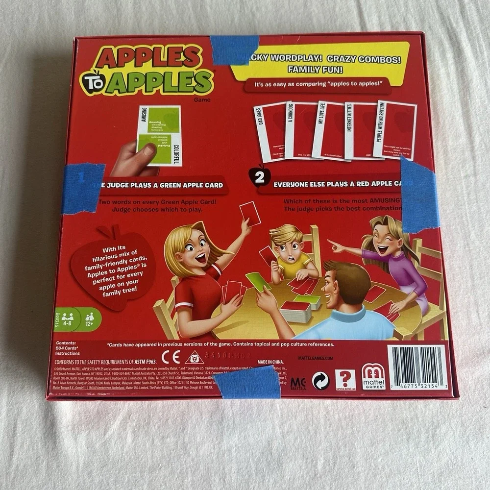 Mattel Games Apples to Apples Party in a Box Fun Family Game 100% Complete EUC